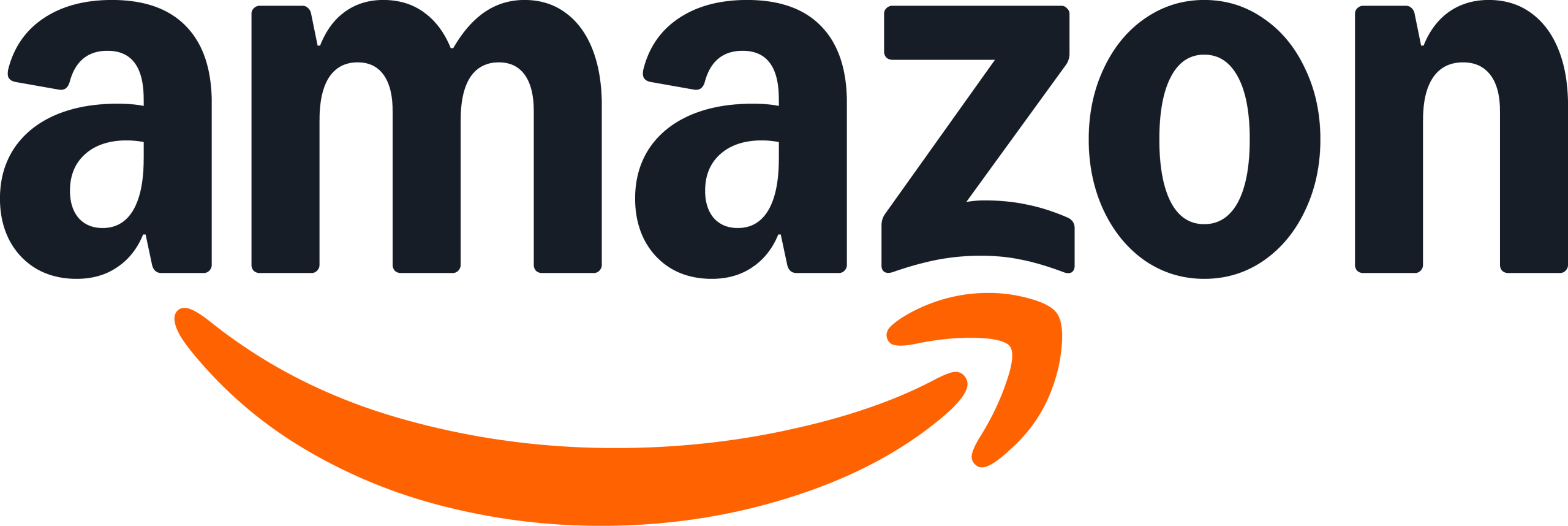 "amazon" in black text with an orange-coloured half-smile beneath.